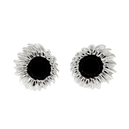Tiffany and Co. Sterling Silver Onyx Shell Earclips