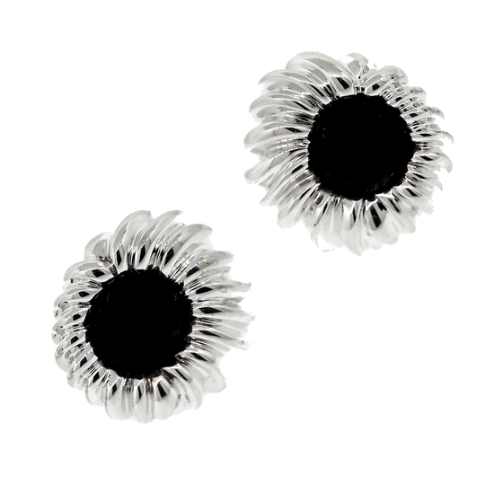 Tiffany and Co. Sterling Silver Onyx Shell Earclips