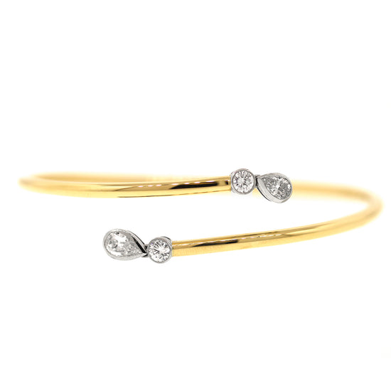 Charming 18k Yellow Gold and Platinum Diamond Slip-on Bracelet