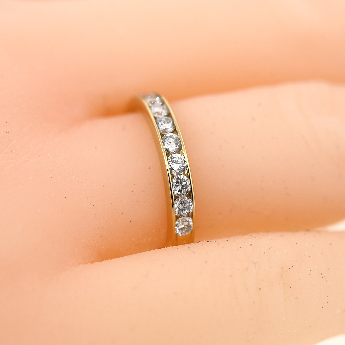 Diamond Channel-Set Pave Band Wedding Ring Size 5.75