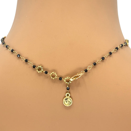Sapphire Bead 18k Yellow Gold Necklace