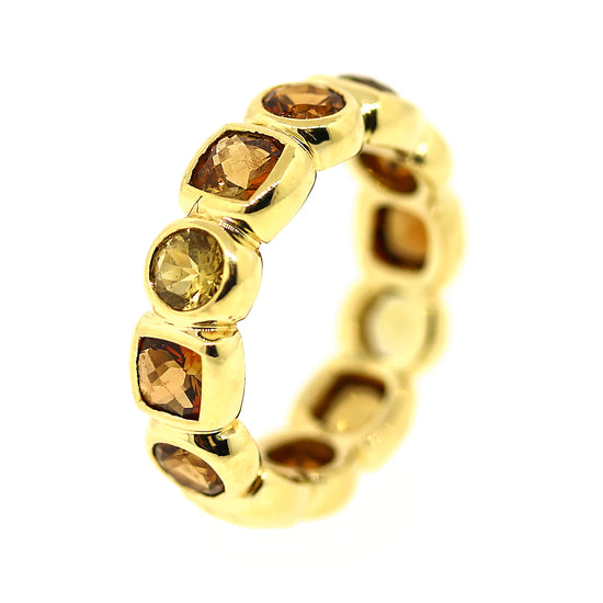 Preowned David Yurman Chiclet with Citrine and Peridot Ring in 18k Yellow Gold
