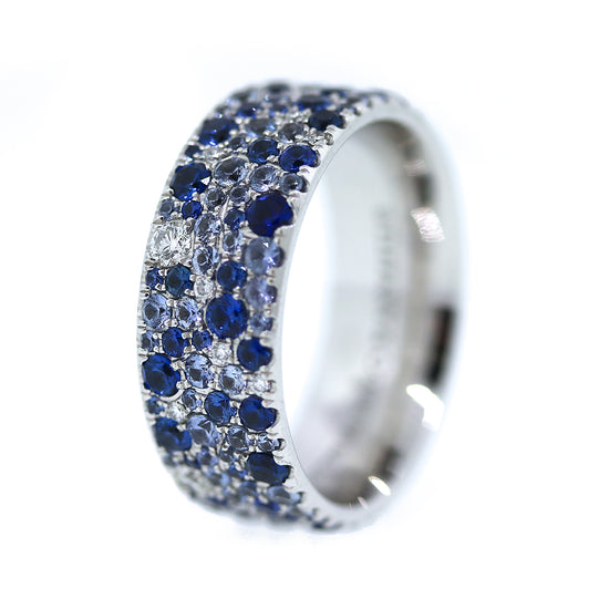 Preowned Tiffany and Co. Sapphire and Diamond Metro Band Ring