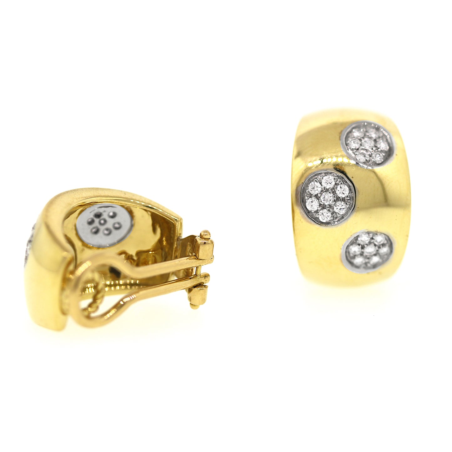 Polka Dot Diamond Clip Earrings