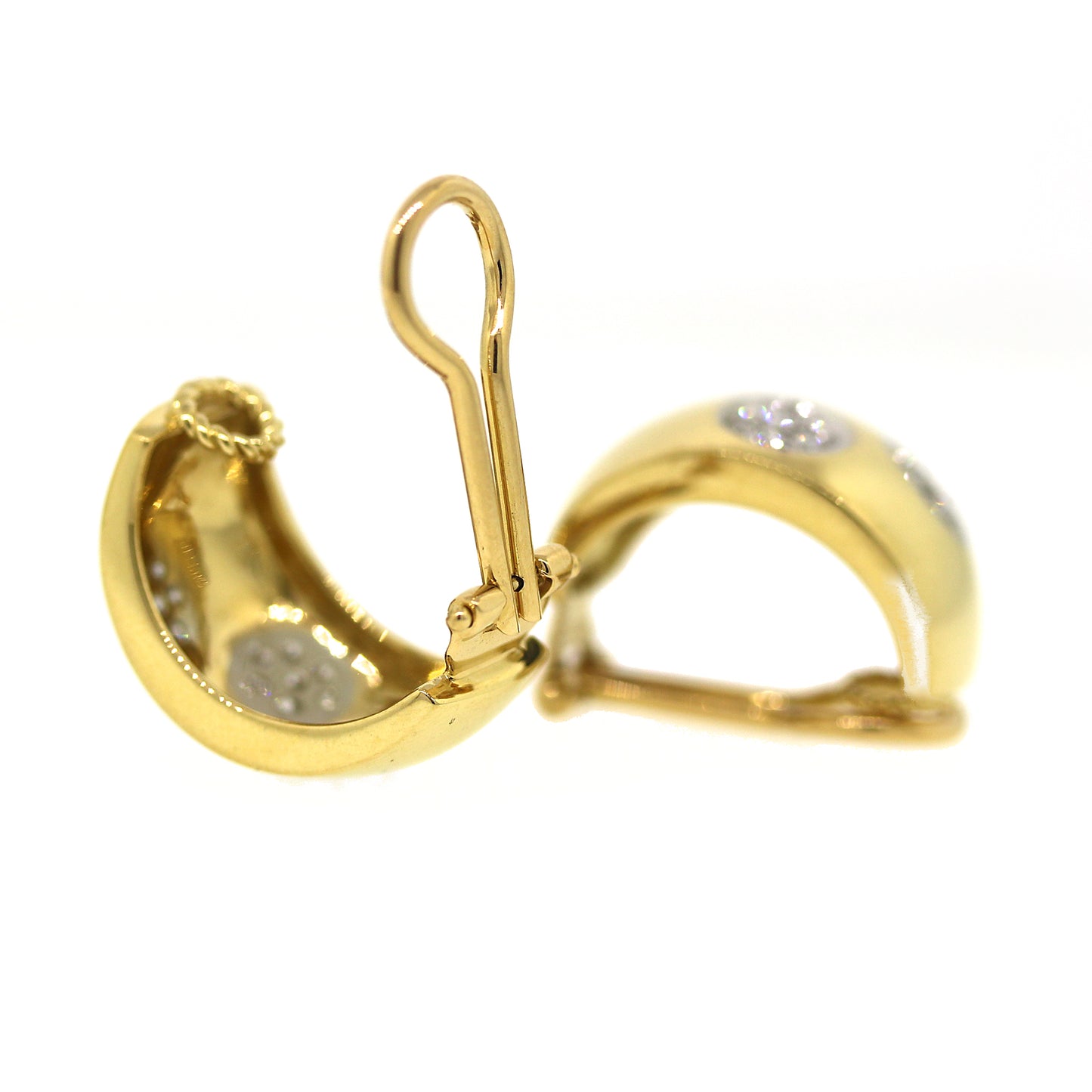 Polka Dot Diamond Clip Earrings