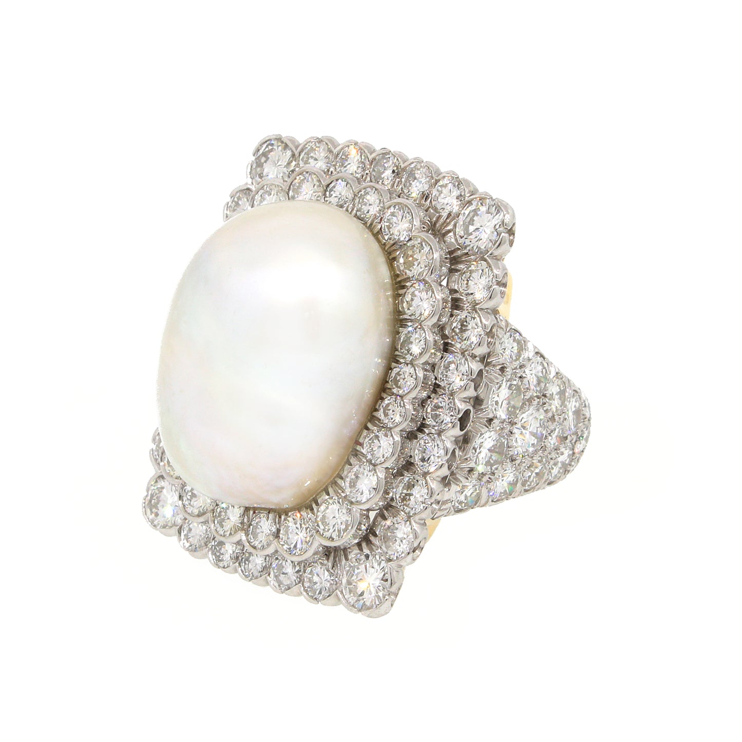 David Webb Baroque Pearl and Diamond Cocktail Ring