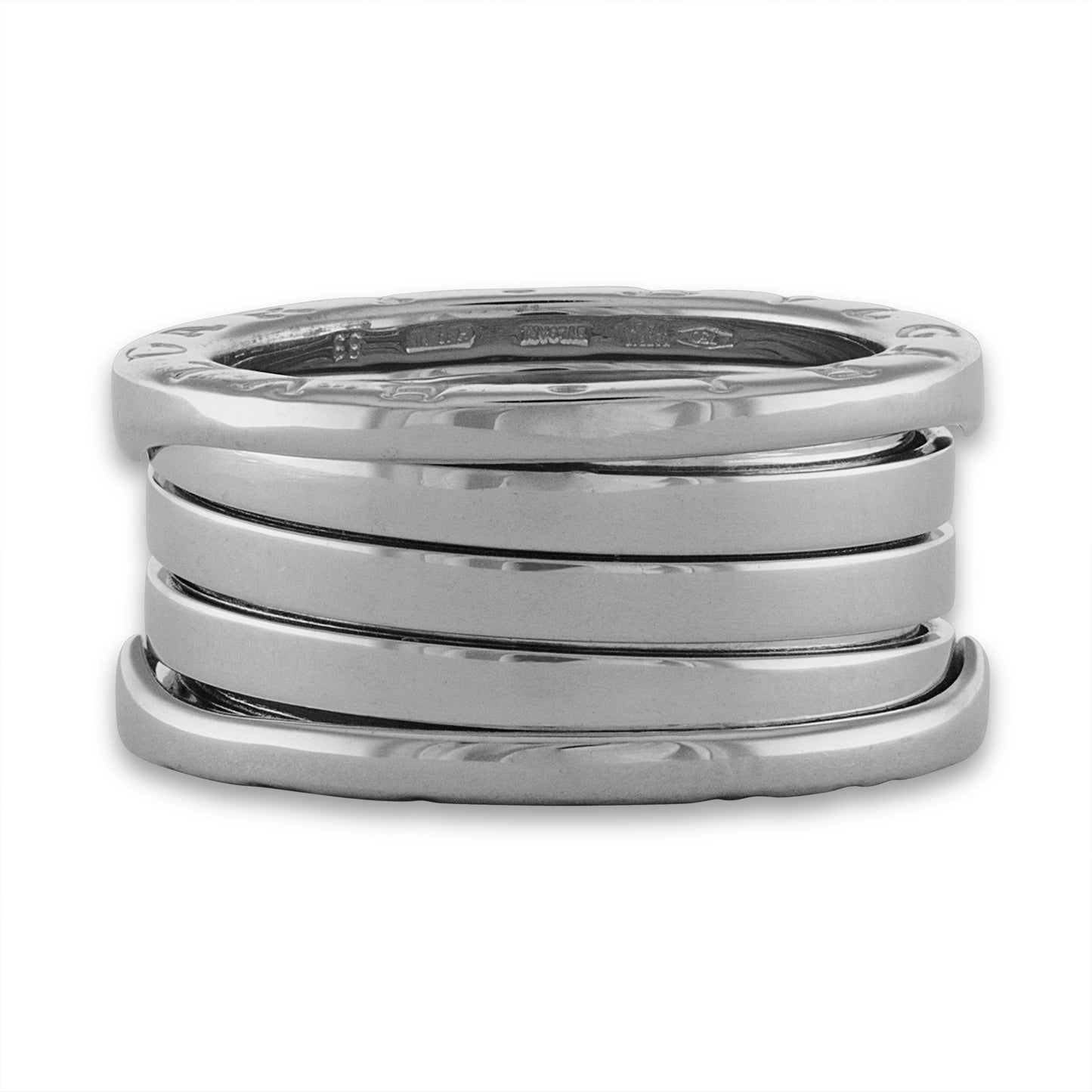 Bvlgari 18K White Gold B.Zero 4 Band Ring Size: 6