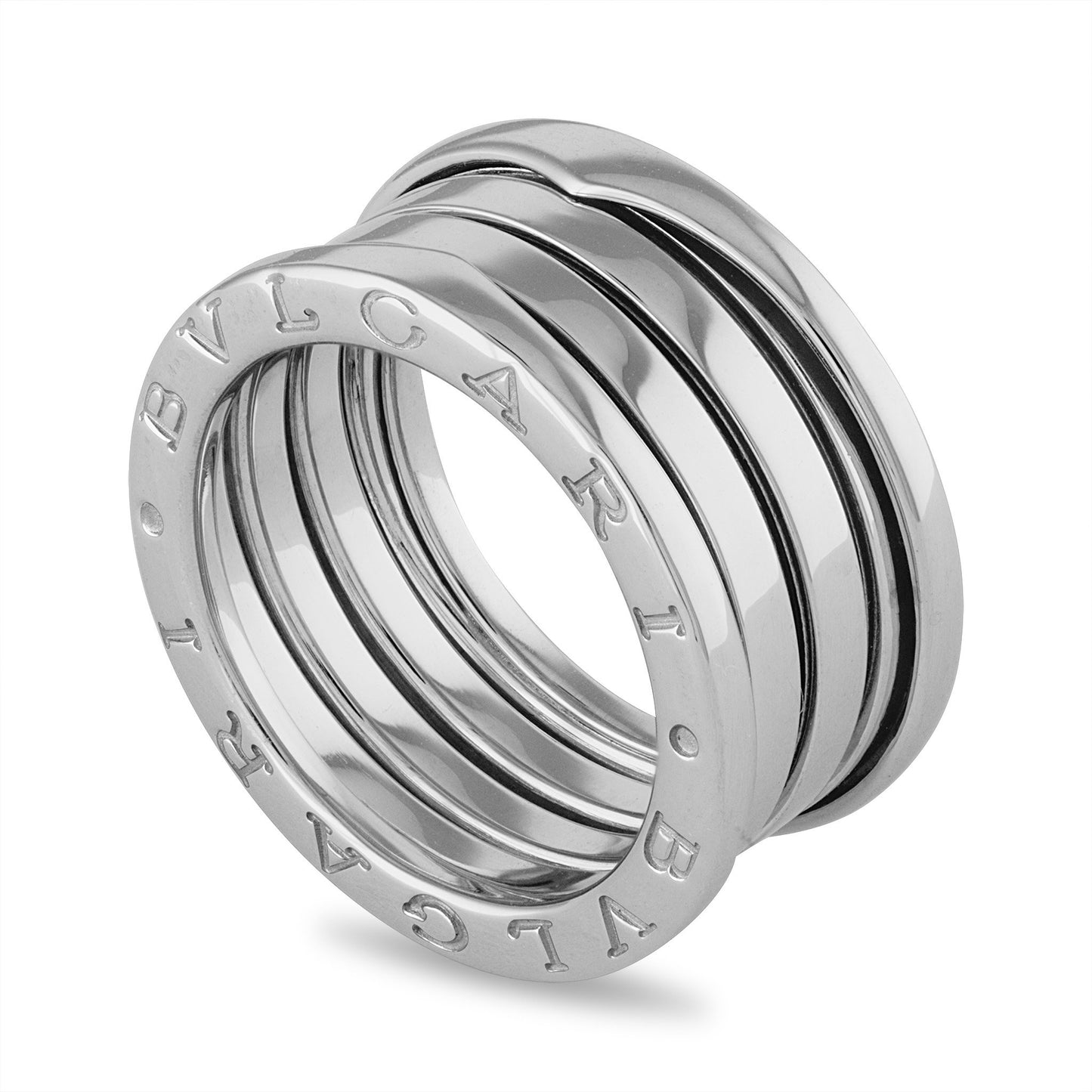 Bvlgari 18K White Gold B.Zero 4 Band Ring Size: 6