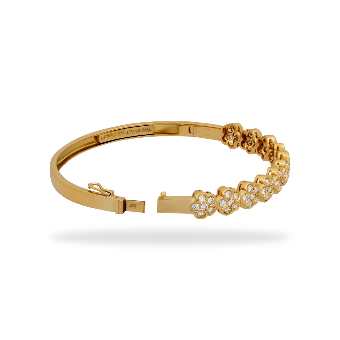 Van Cleef & Arples 18K Yellow Gold Diamond Trefle Bracelet Length: 6.5"