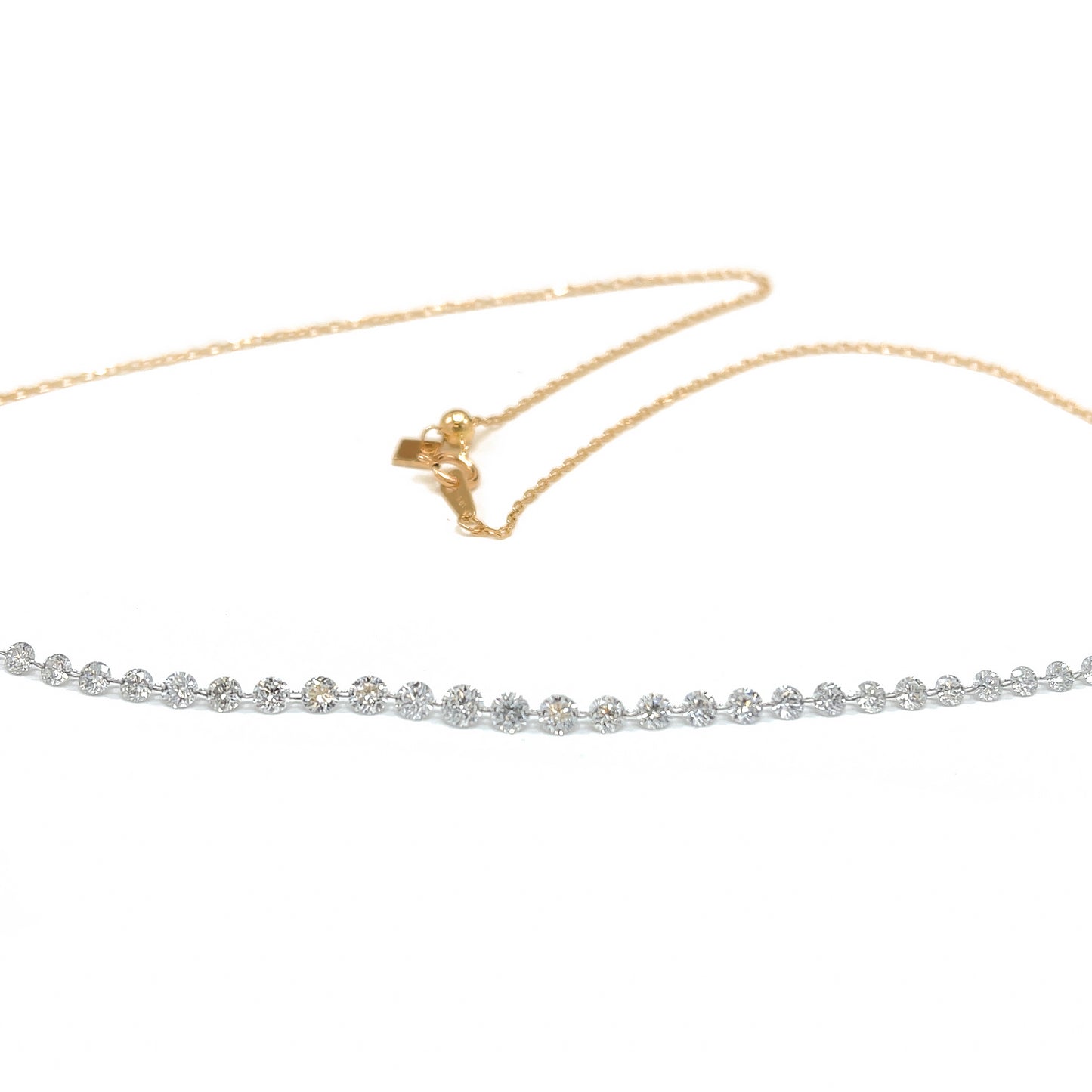 18k White Gold Diamond Bead Adjustable Choker Necklace
