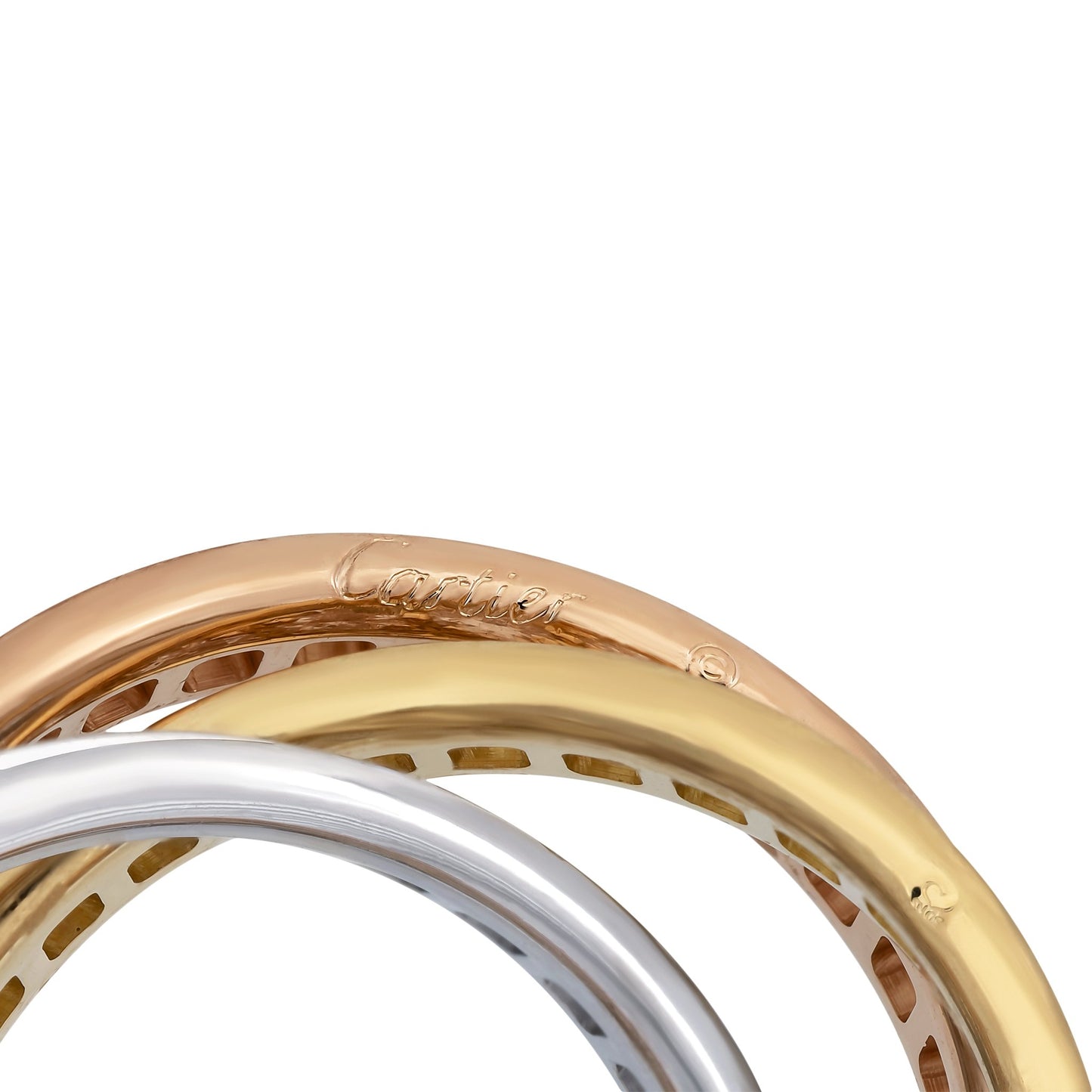 Cartier 18K White, Yellow and Rose Gold Diamond Trinity Ring Size: 5