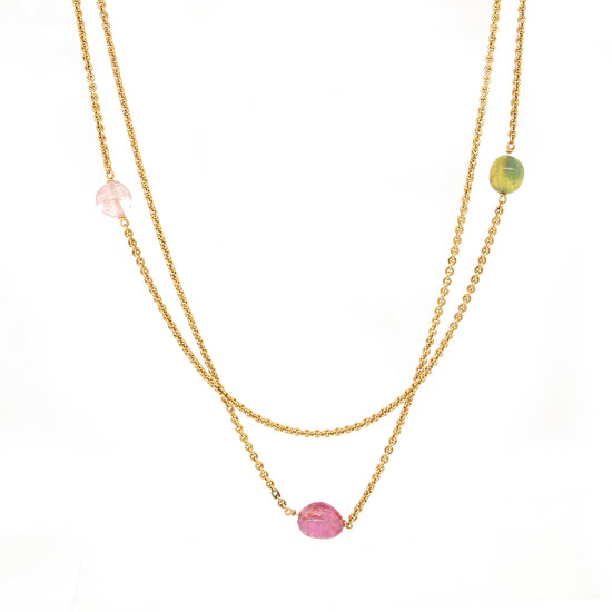Semi-Precious Stones Long Bead Chain Necklace