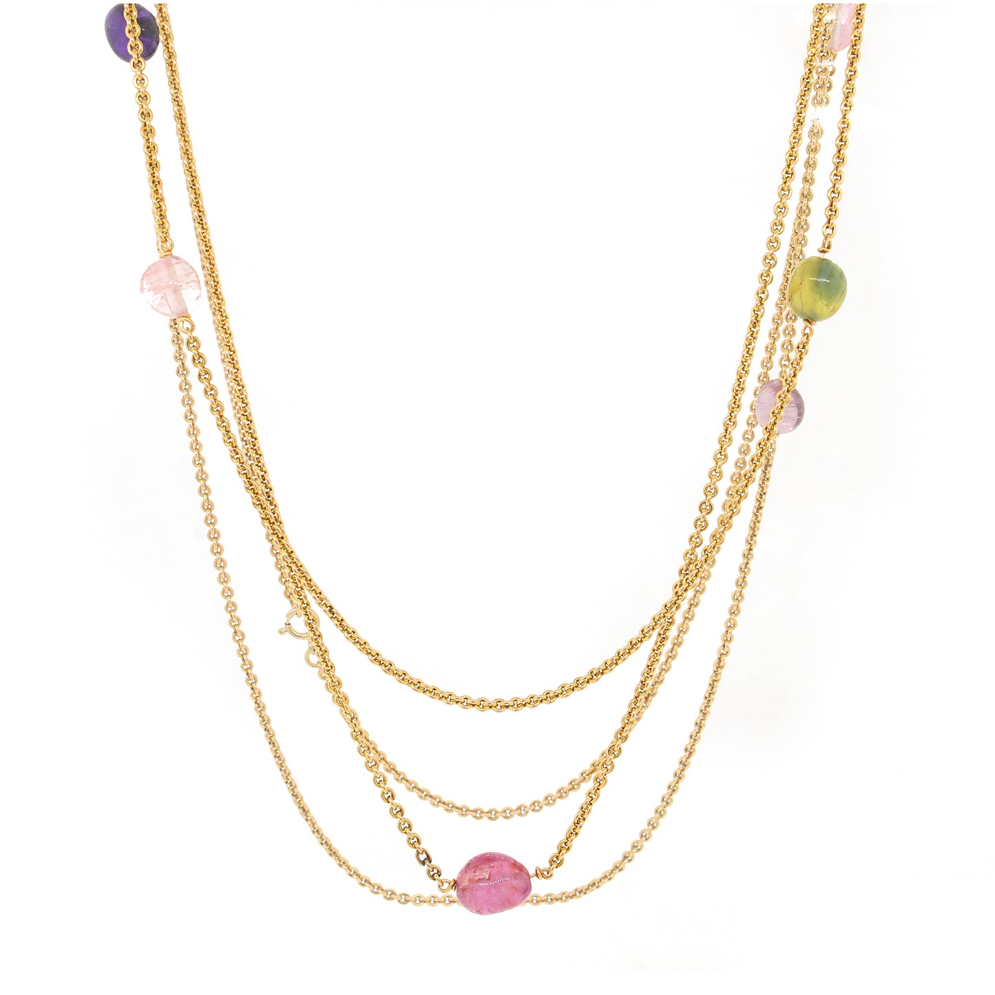 Semi-Precious Stones Long Bead Chain Necklace