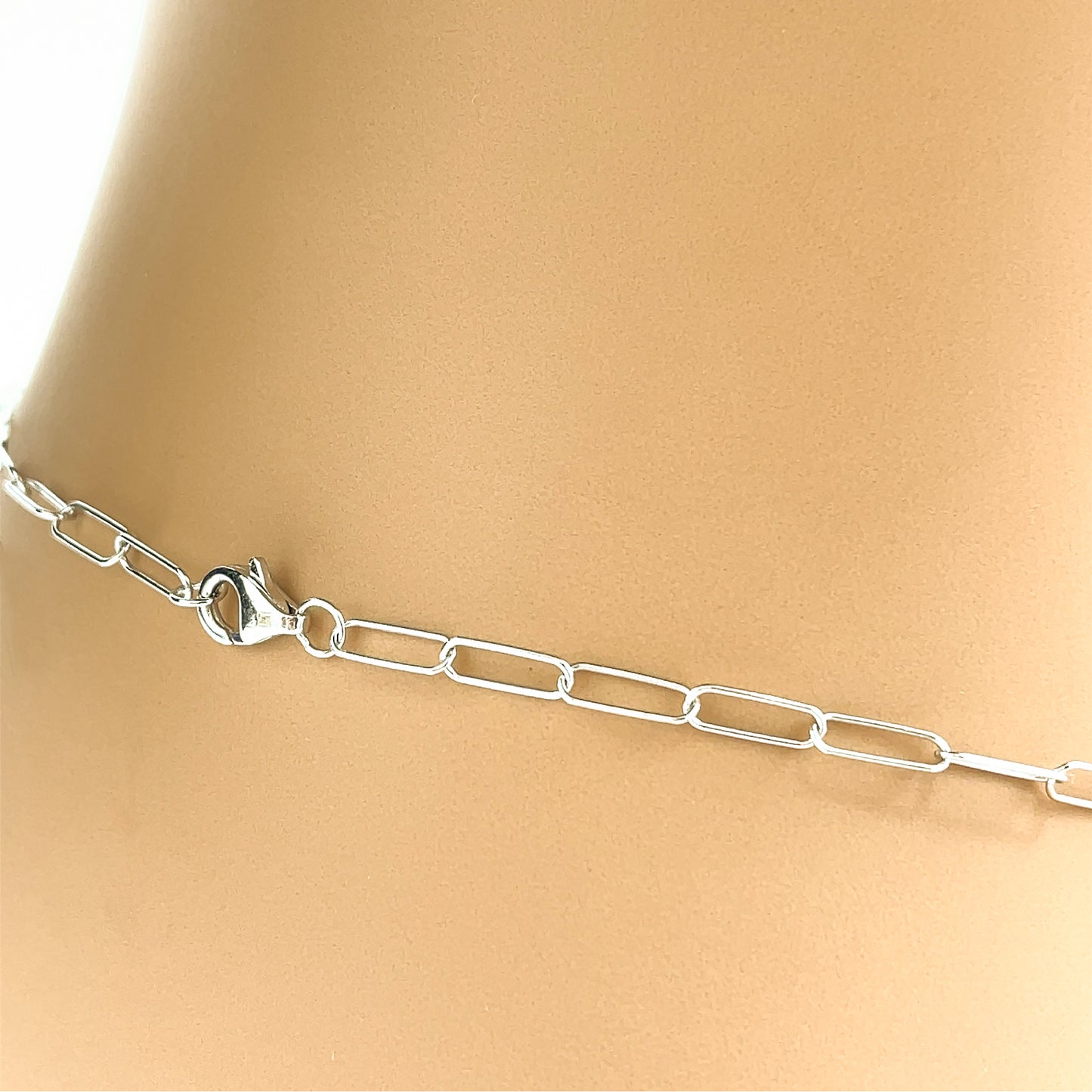 18 kt White Gold Chain Link Diamond Adjustable Choker Necklace