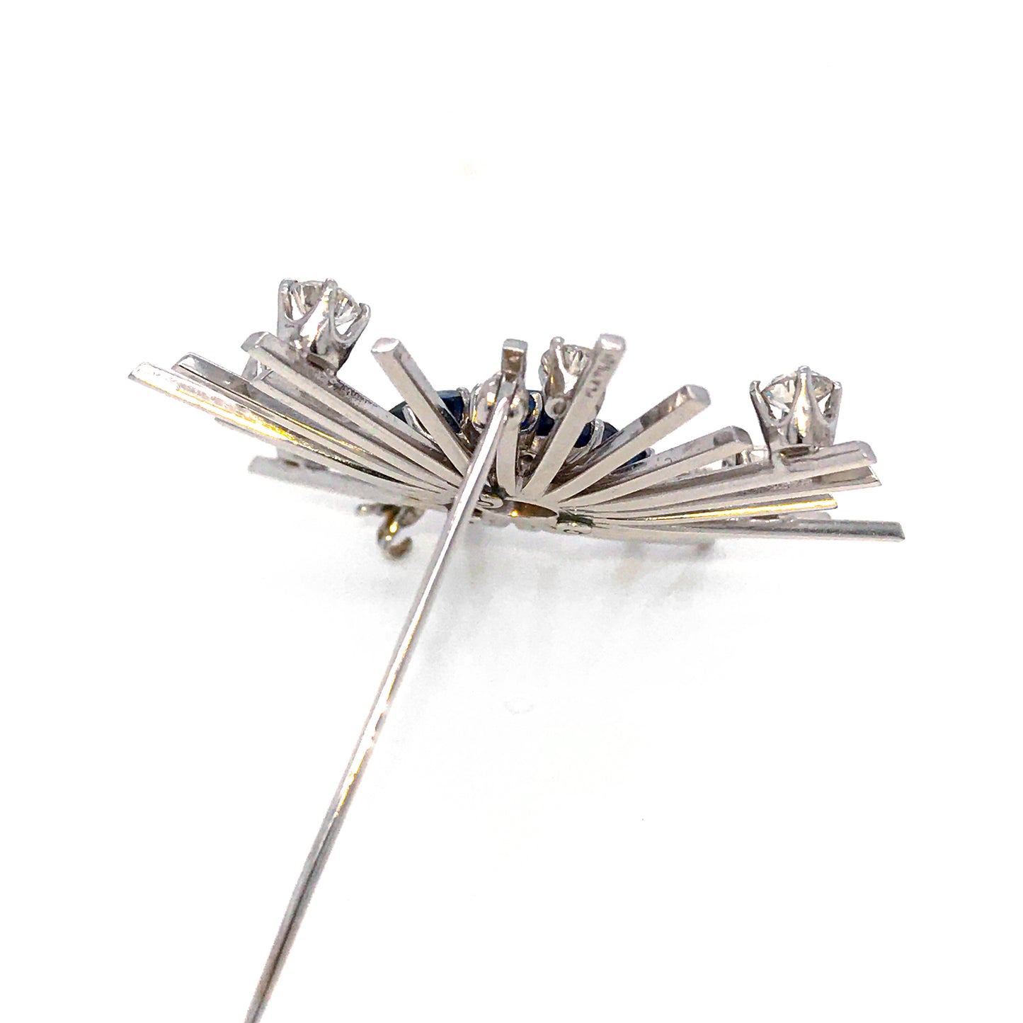 Estate Platinum Sapphire and Diamond Brooch