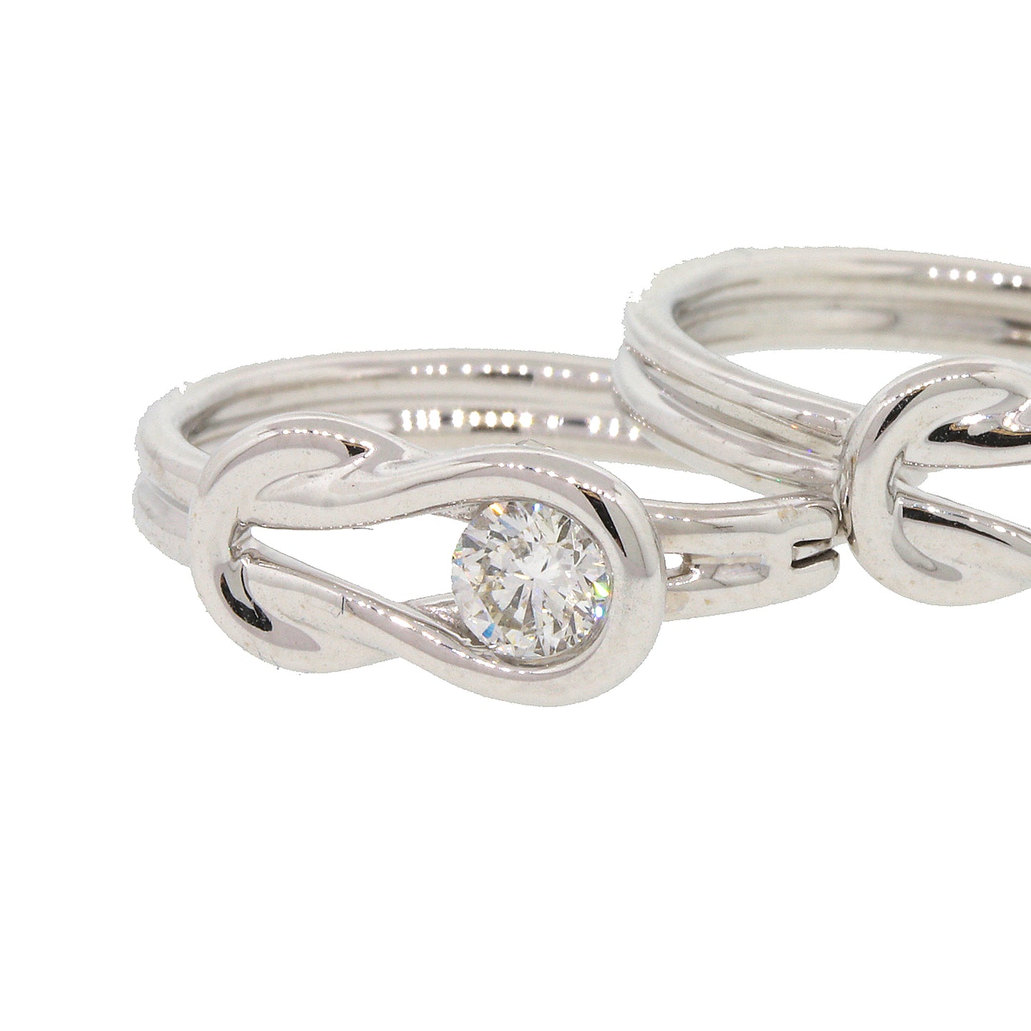 14k White Gold Diamond Hoops Earrings