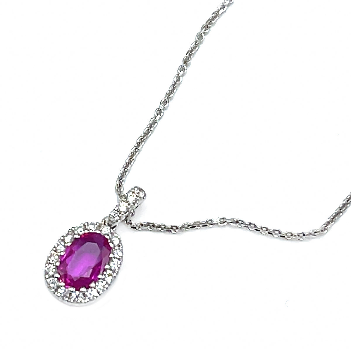 Lola Pink Sapphire and Diamond Heart Pendant in 14K White Gold (22
