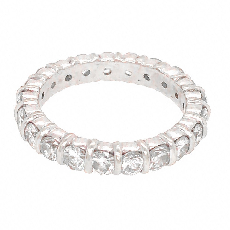 14k White Gold Bar-Set Diamond Eternity Band Ring