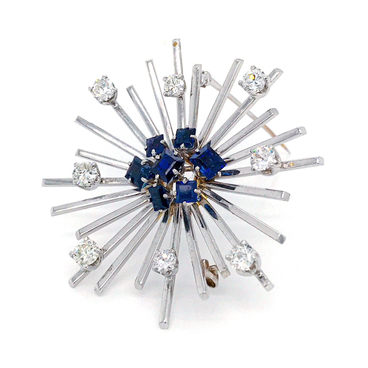 Estate Platinum Sapphire and Diamond Brooch
