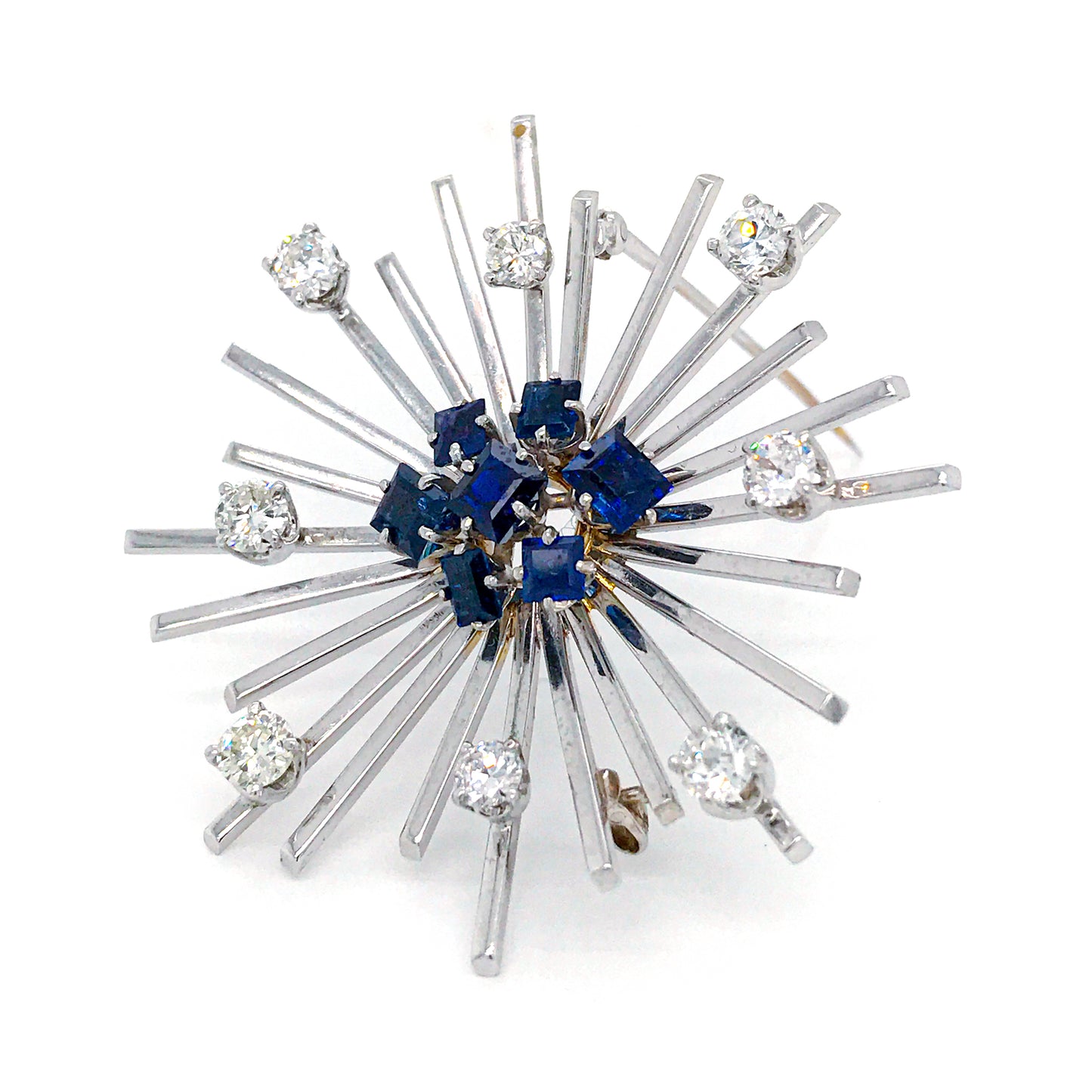 Estate Platinum Sapphire and Diamond Brooch