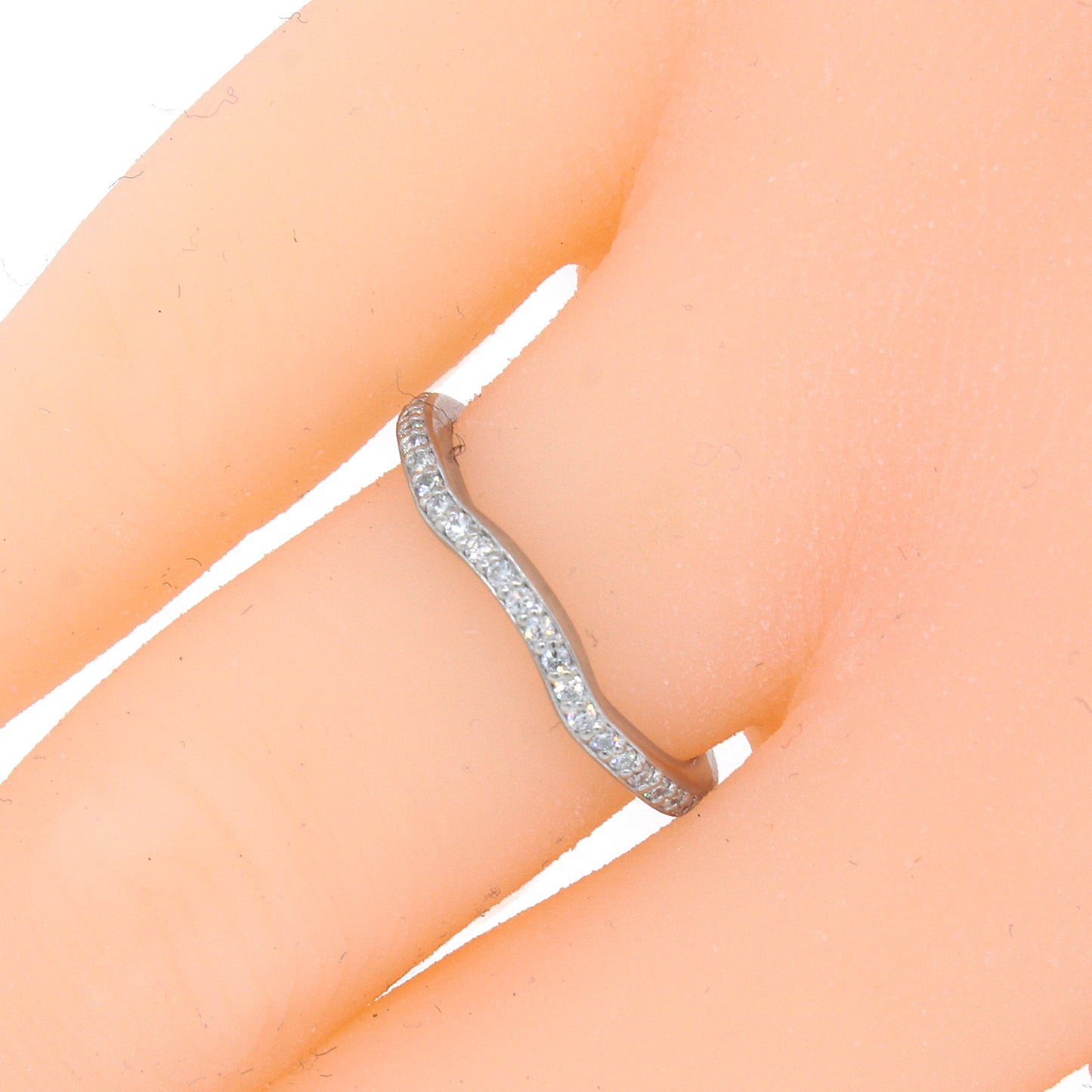 Platinum Pave Curved Diamond Band Ring Size 5.25