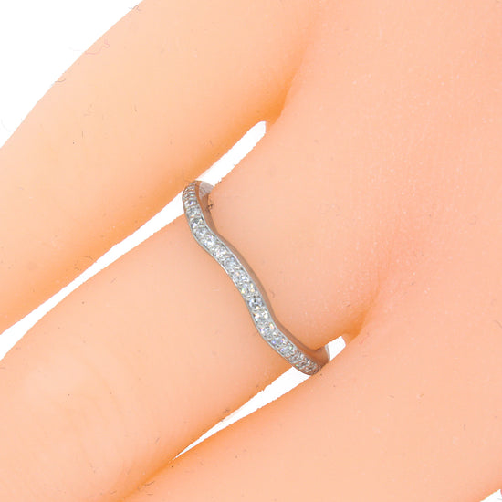Platinum Pave Curved Diamond Band Ring Size 5.25