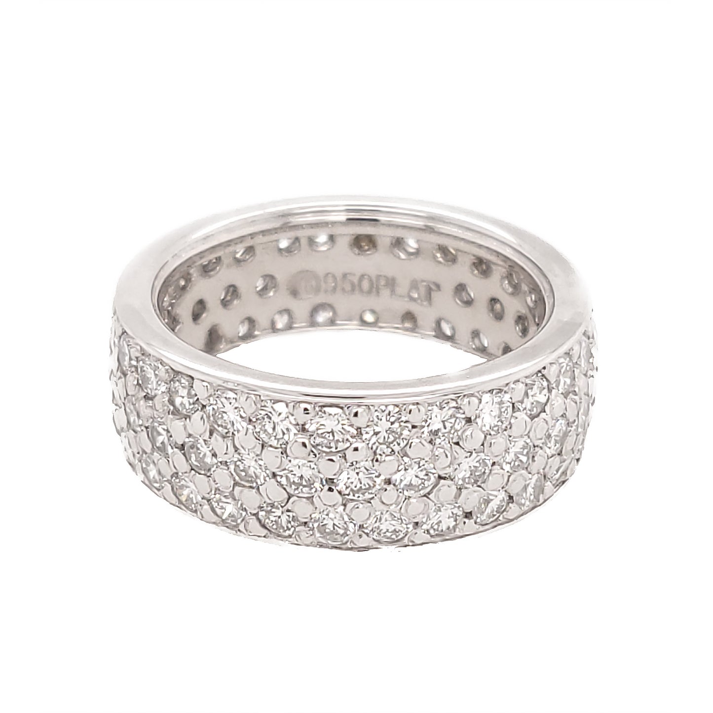 Platinum 3 Row Diamond Eternity Band