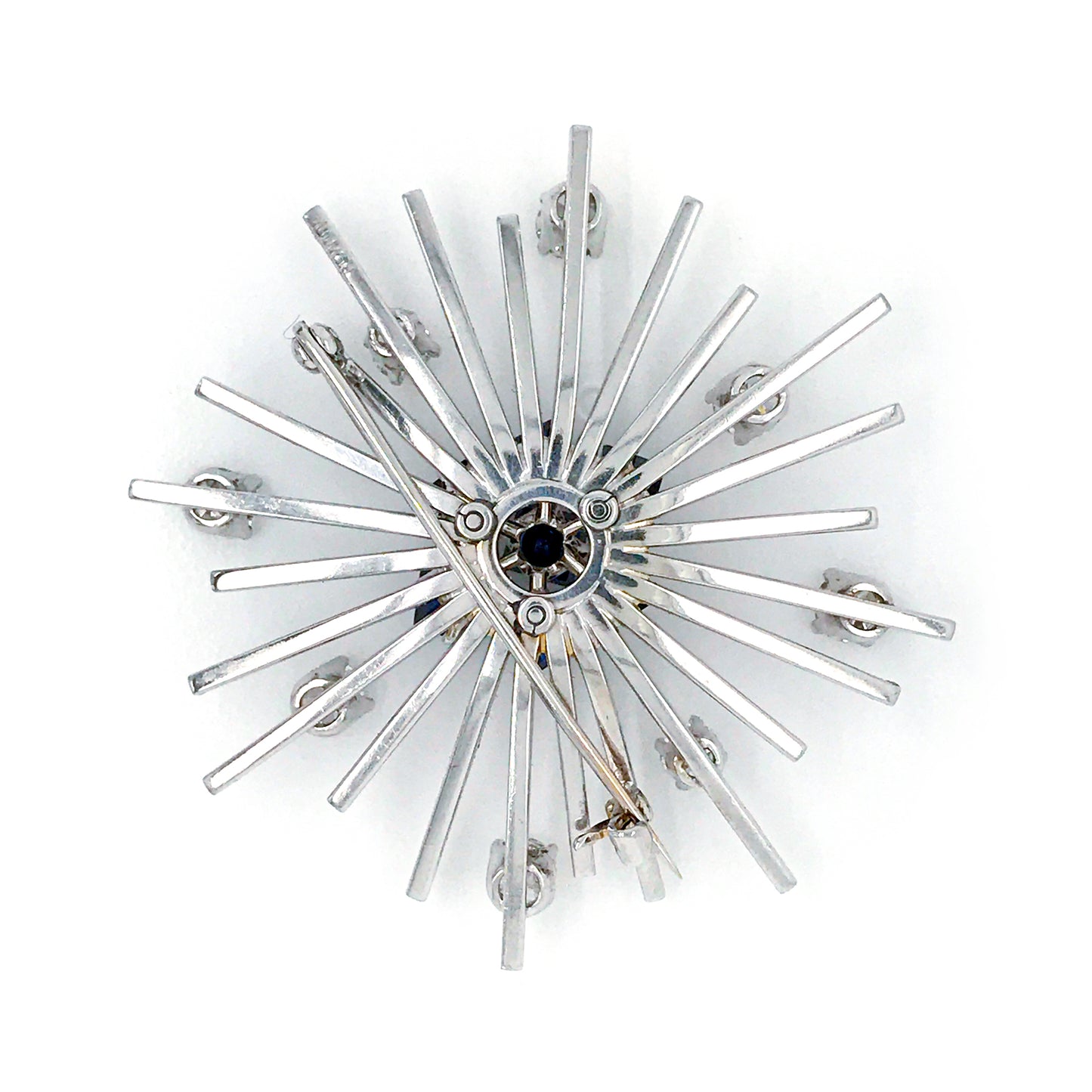 Estate Platinum Sapphire and Diamond Brooch