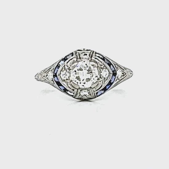 Platinum Art Deco Diamond Engagement Ring Size 6.75