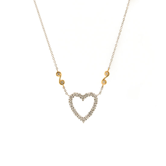 Two Tone Diamond Heart Pendant Necklace