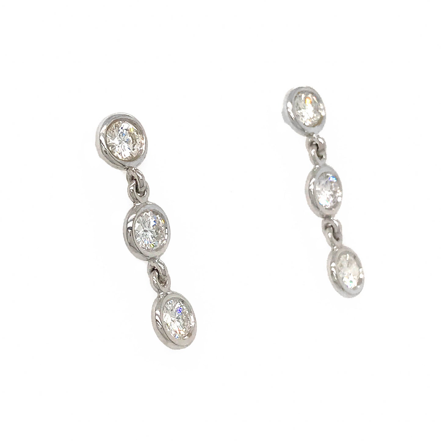 Fab Drops 14k White Gold Diamond Drop Earrings