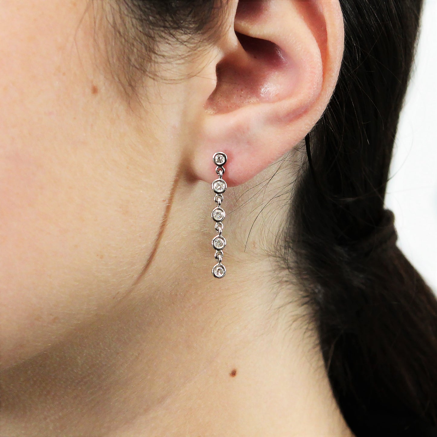 FAB DROPS 14K White Gold Diamond Dangle Earrings