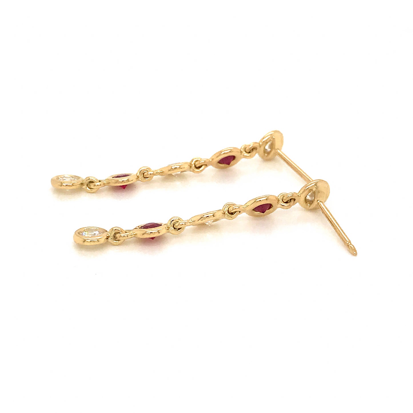 FAB DROPS 18K Yellow Gold Ruby and Diamond Drop Earrings