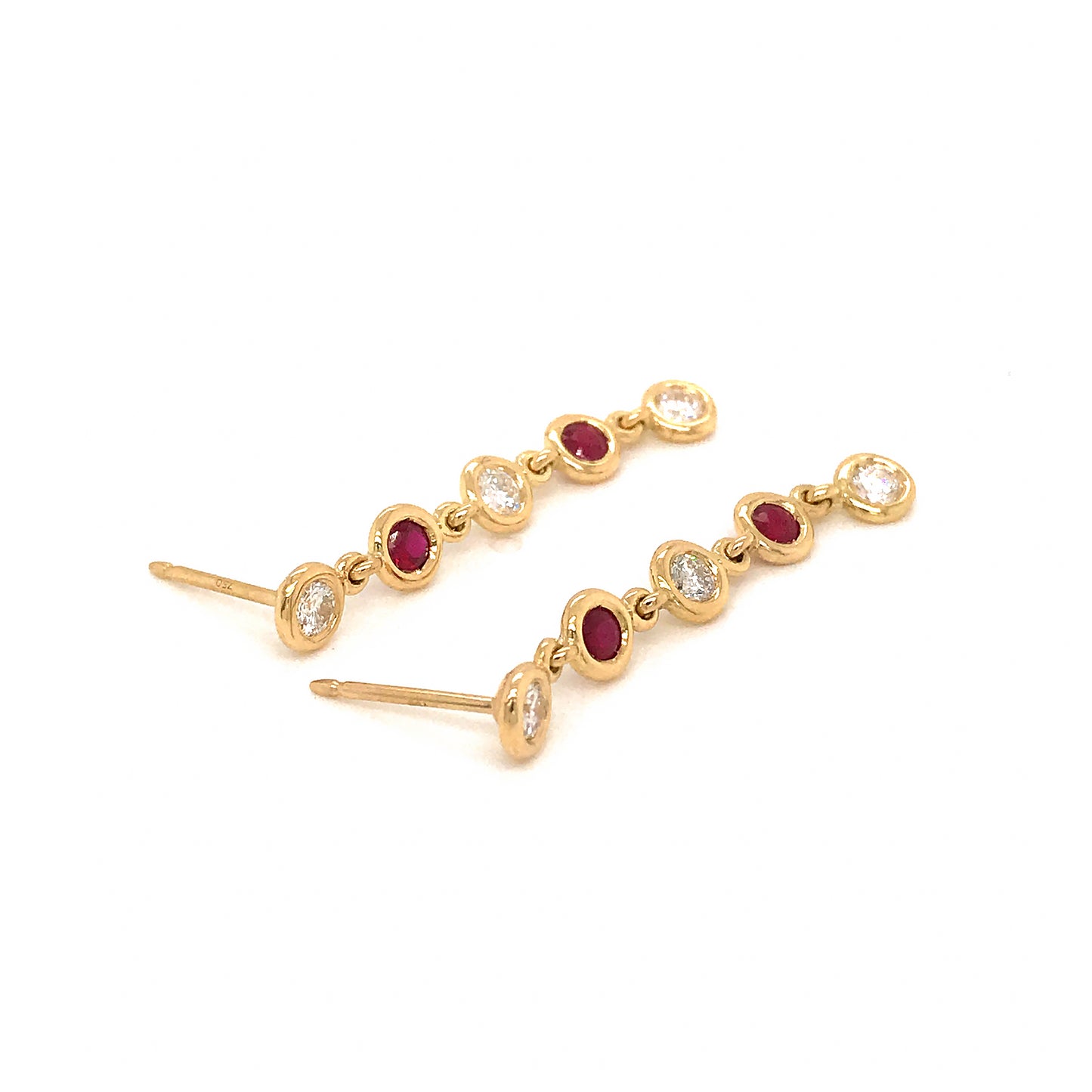 FAB DROPS 18K Yellow Gold Ruby and Diamond Drop Earrings