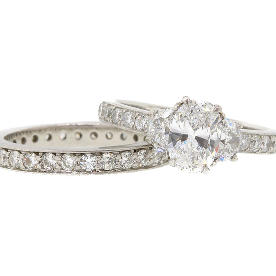 GIA Certified 1.01 ct Oval  Diamond Wedding Set