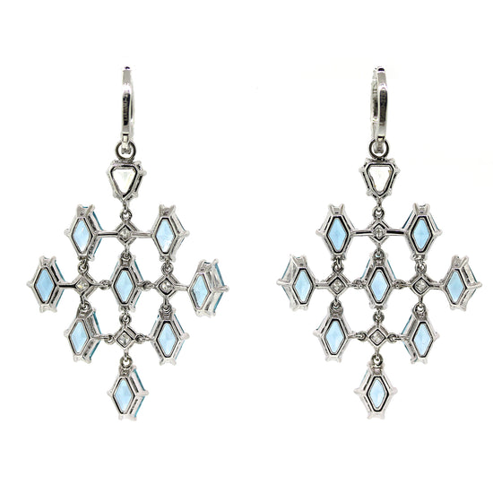 Load image into Gallery viewer, Lugano 18k White Gold Aquamarine and Diamond Earrings
