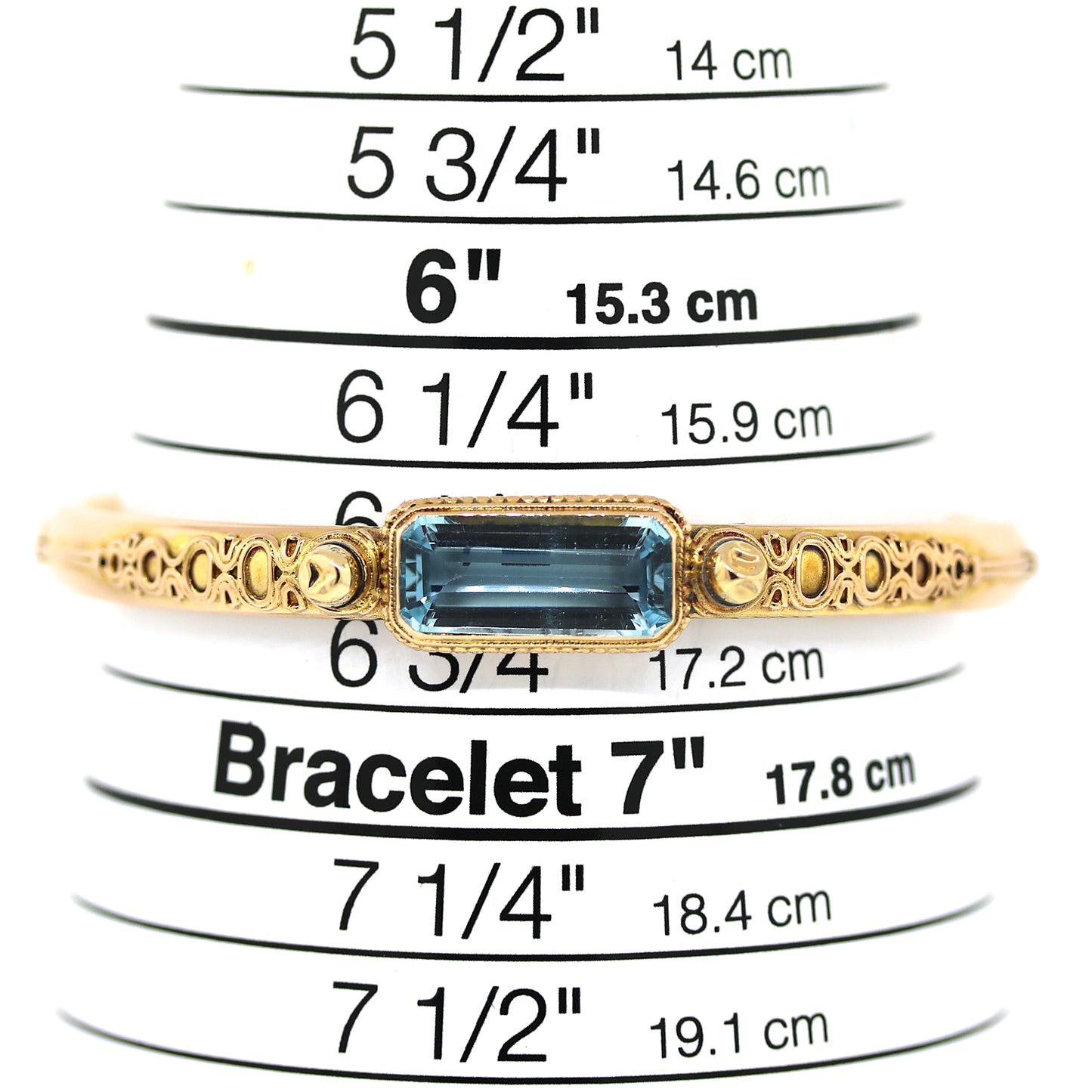 Antique Aquamarine Bangle in 14k Gold