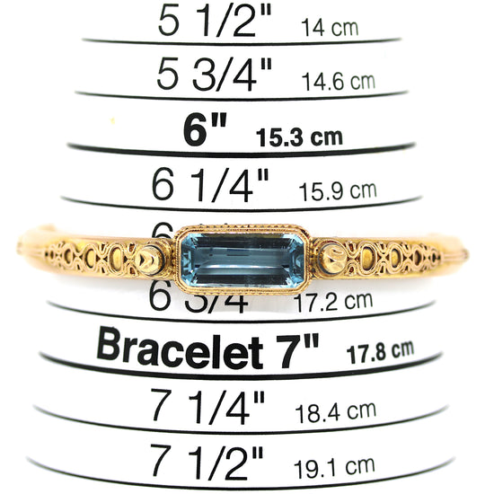 Antique Aquamarine Bangle in 14k Gold