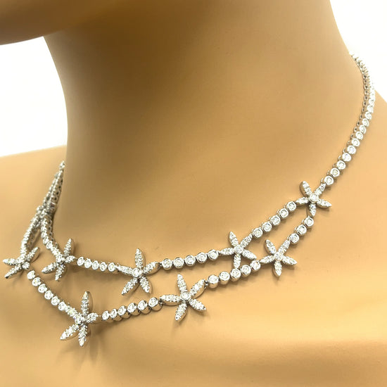 Asprey Daisy Collection Pave Diamond Flowers Necklace