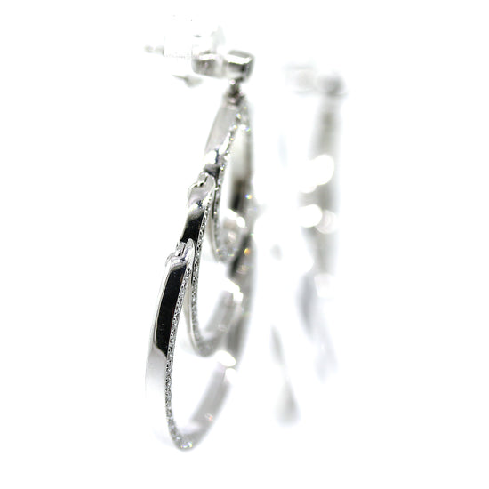 Load image into Gallery viewer, Diamond Triple Hoop Hanging Earrings in 14k White Gold
