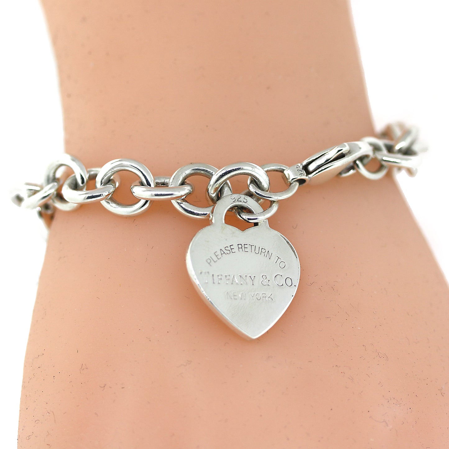 Sterling Silver Heart-Tag Bracelet, 7.5