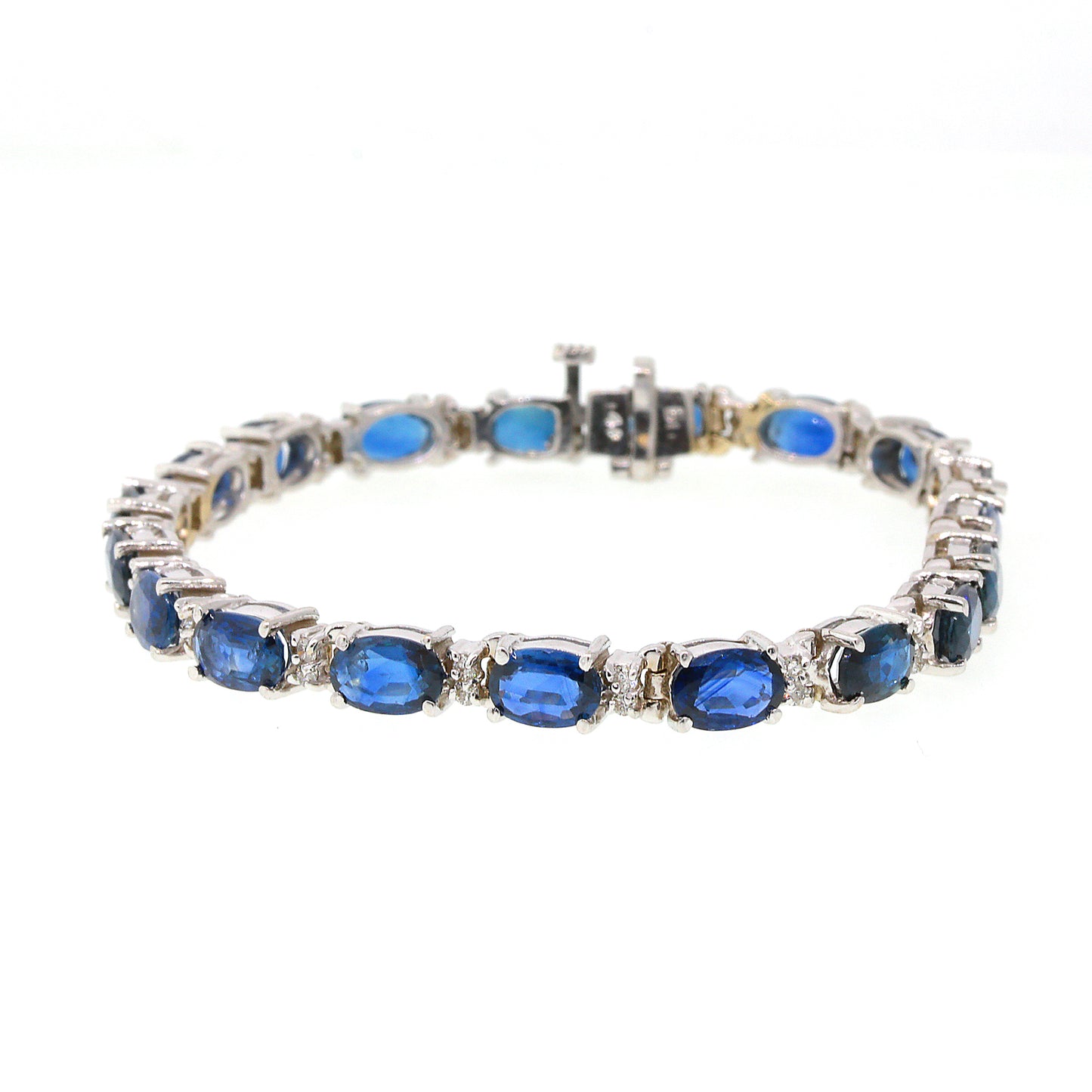 Load image into Gallery viewer, Sapphire and Diamond Tennis Bracelet in 14k White Gold
