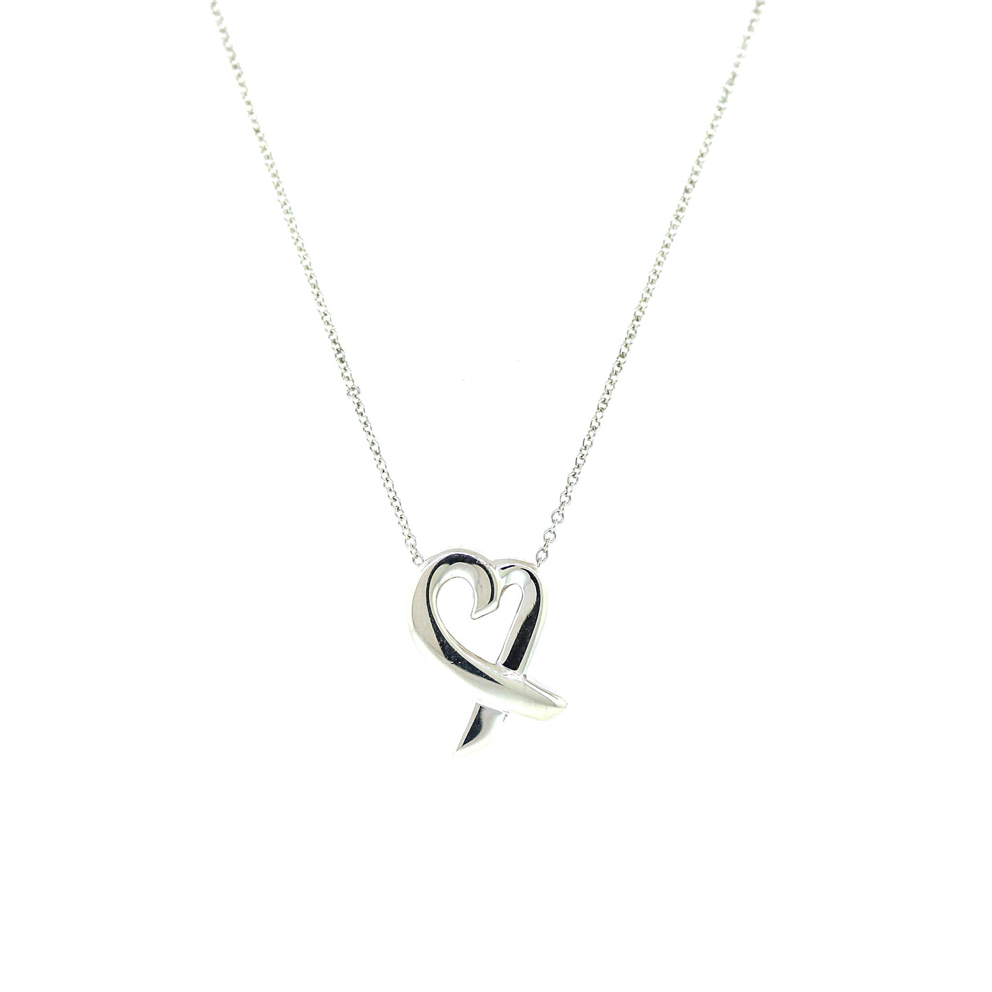 Preowned Paloma Picasso Loving Heart Sterling Silver Pendant Necklace