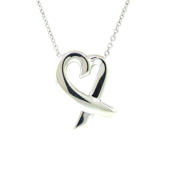Preowned Paloma Picasso Loving Heart Sterling Silver Pendant Necklace