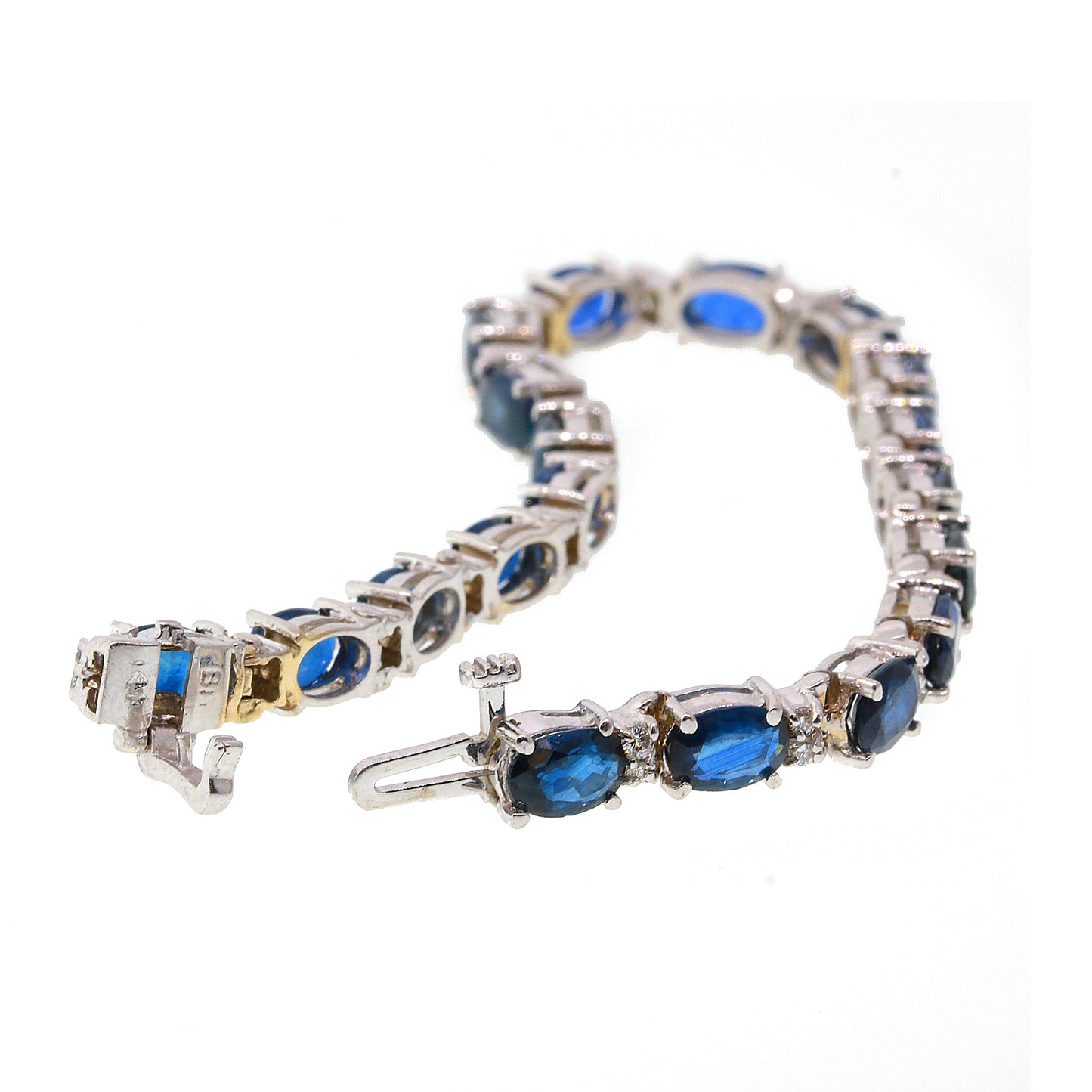 Sapphire and Diamond Tennis Bracelet in 14k White Gold