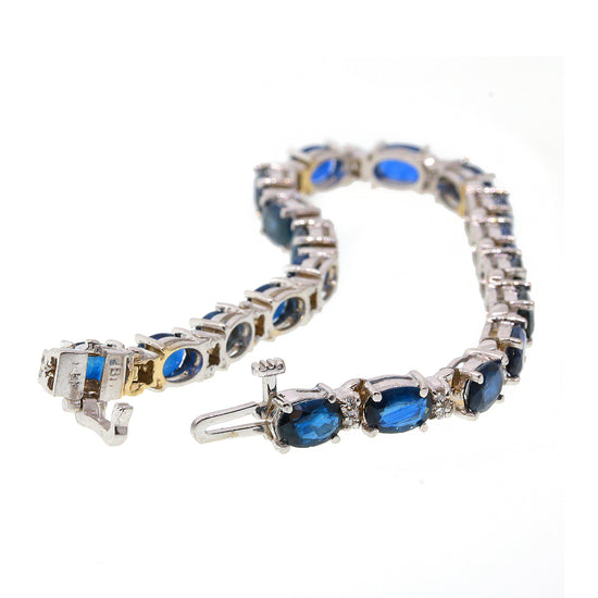 Sapphire and Diamond Tennis Bracelet in 14k White Gold