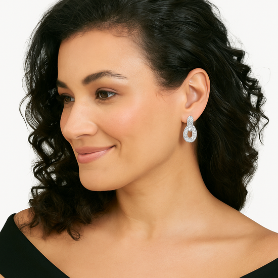 14kt White Gold Door Knocker Diamond  Earrings