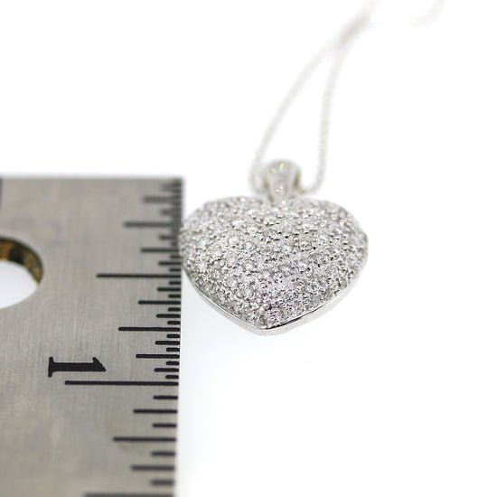 Load image into Gallery viewer, 14k White Gold Diamond Puffed Heart Pendant  Necklace

