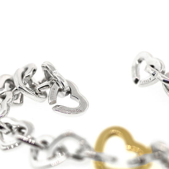 Tiffany and Co. Silver and Gold Heart Link Bracelet