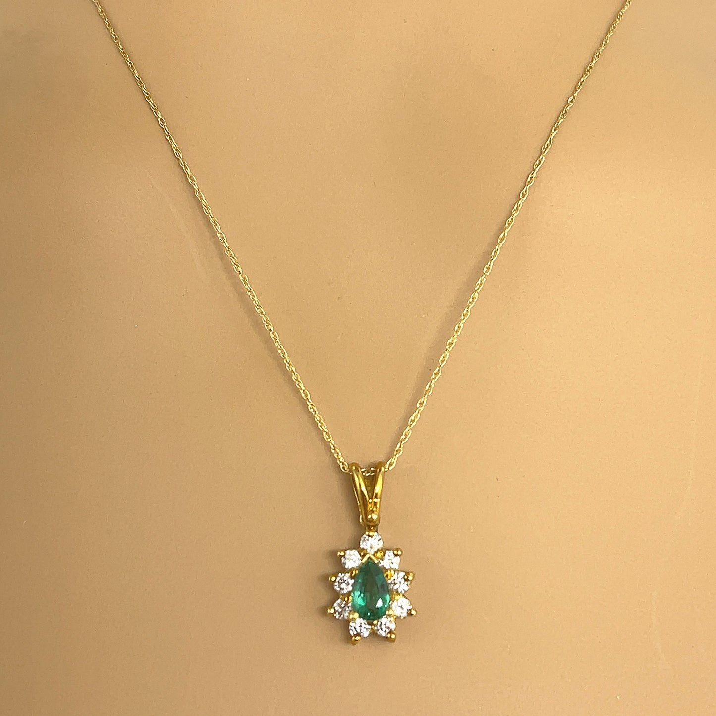 Load image into Gallery viewer, Sweet Emerald and Diamond Pendant
